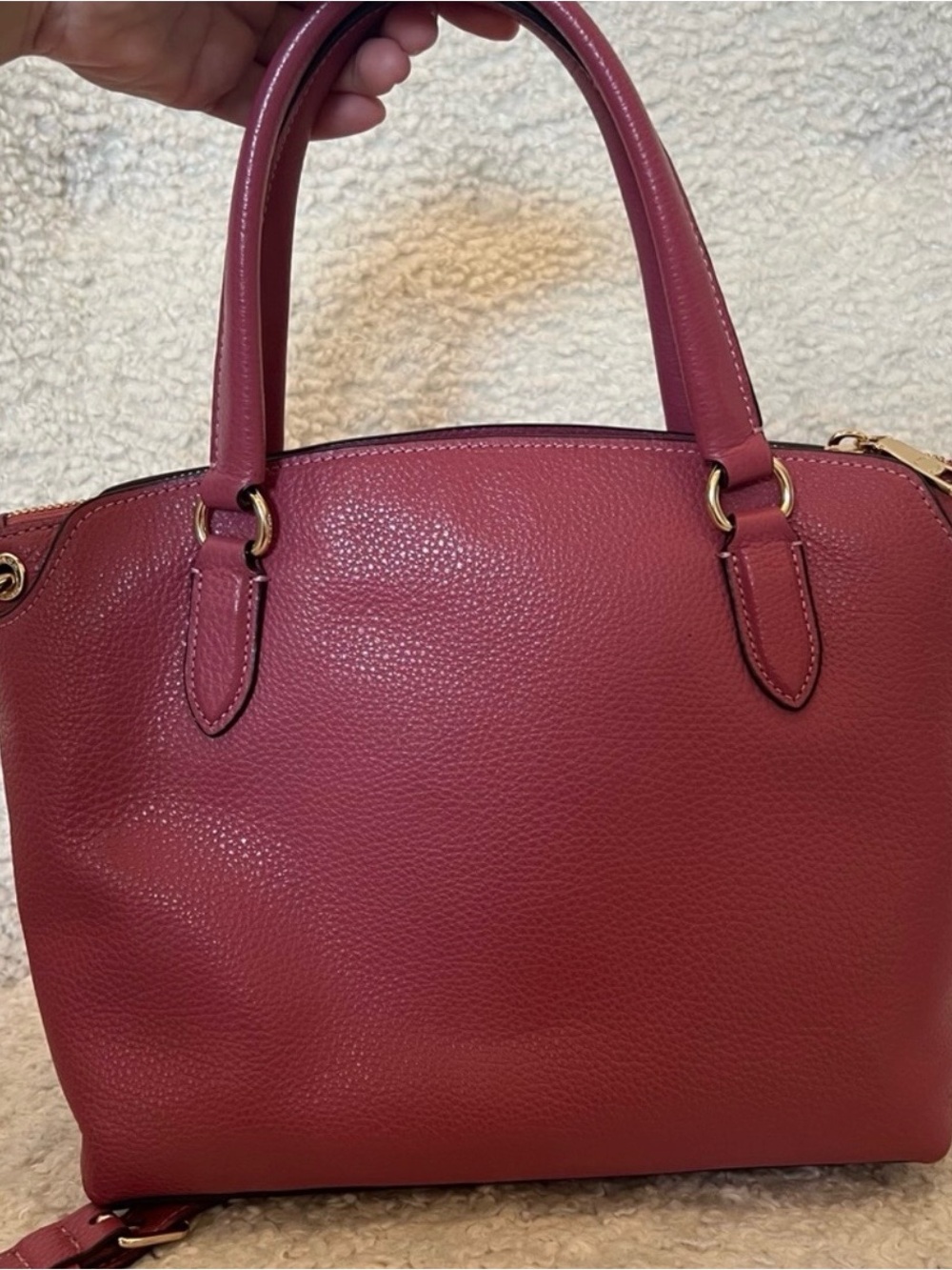 Coach Remy Pink Raspberry Colored Pebbled Leather Satchel Crossbody - Picture 7 of 13